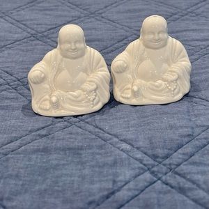 Neiman Marcus Buddha ceramic salt and pepper set